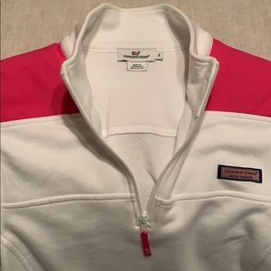 Vineyard vines S shep 1/2 zip pull over white/pink